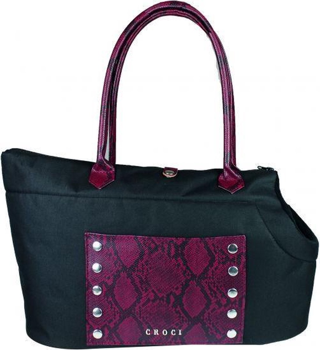 Croci hondentas dashing zwart / slangprint rood 49x23x31 cm