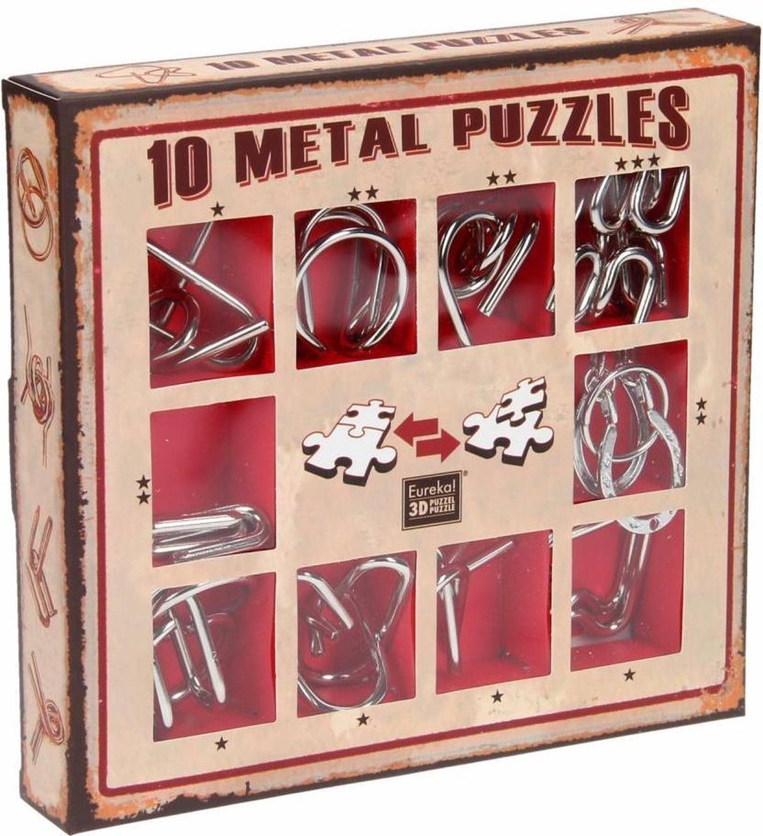 Eureka 10 Metal Puzzles Set  Red