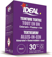 Ideal textielverf Paars - 230 gram - Wasmachine - Alles in 1 - 30ºC - Handwas - Tie Dye - Eenvoudig en milieuvriendelijk in gebruik