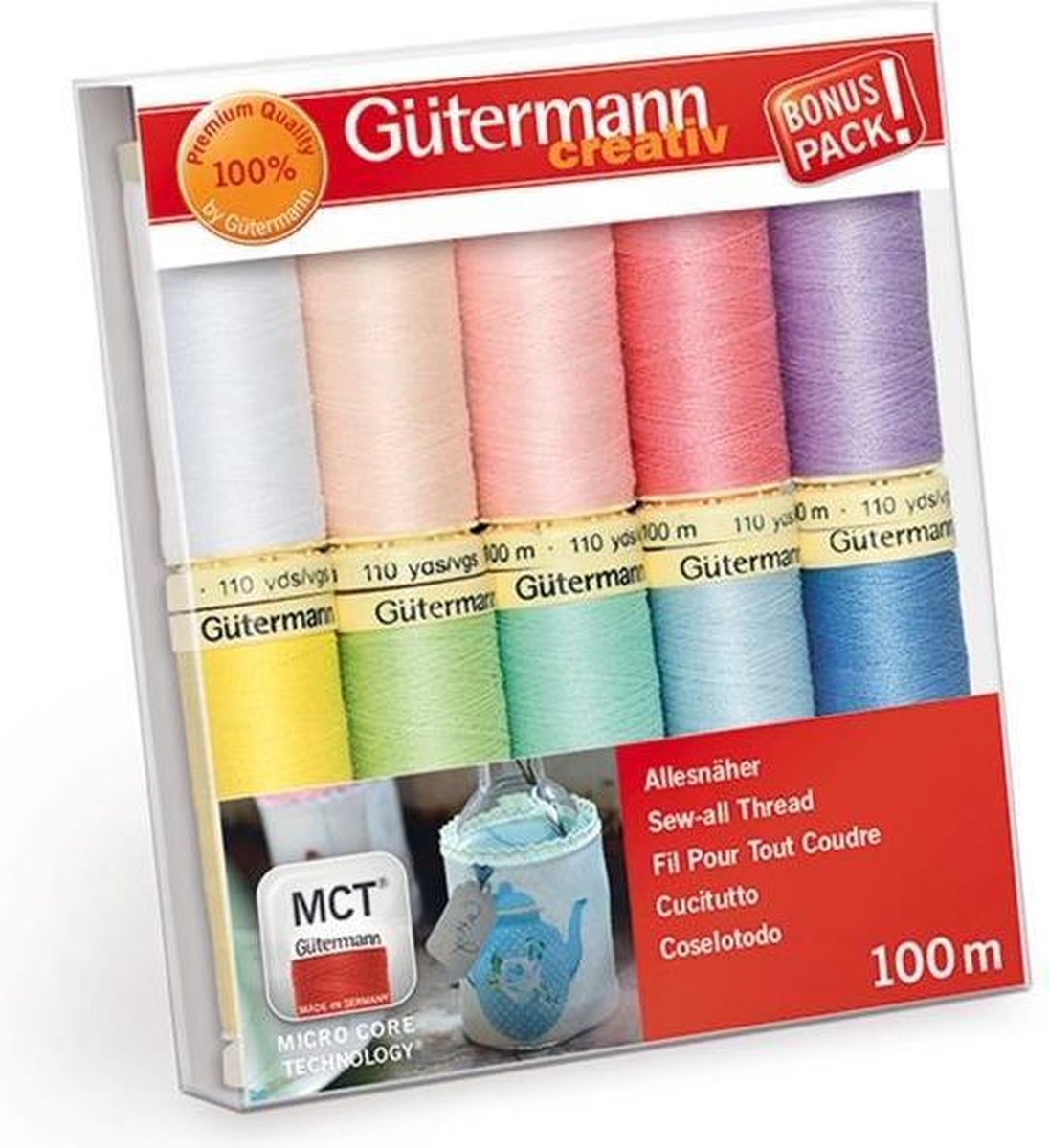Gutermann  Alles naaigaren set 100m/10 SpoeleneCol.2 (Pastel kleuren)