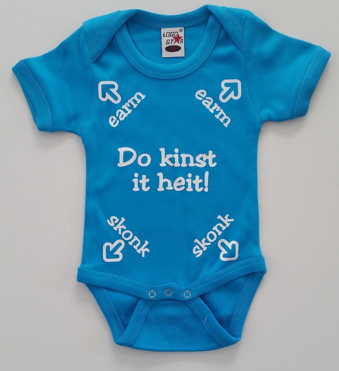Romper met Friese tekst | maat 68 | Do kinst it heit | Turquoise blauw