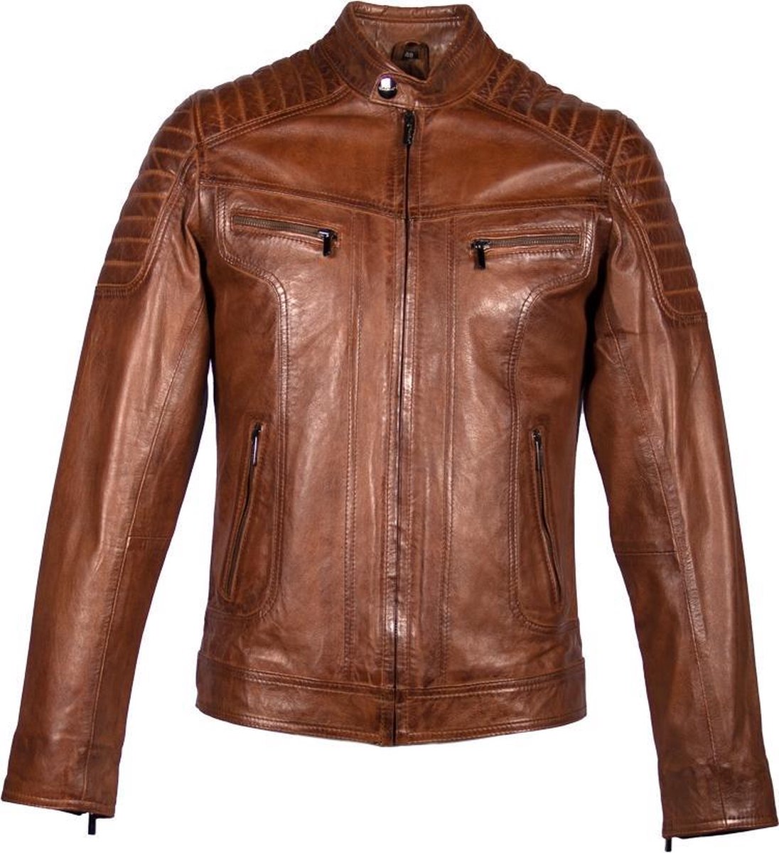 Cognac Leren heren jas – Carlo Sacchi Ryan Tan – 100% echt leer maat 44