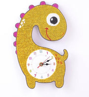 C&C Diamond Painting Special - Dinosaurus klok - Volledige bedekking - Kinderen - Rond - 19x30cm
