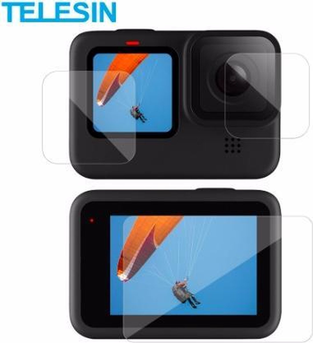 PRO SERIES Kit Tempered Glass Protector ( 1x LCD + 1x Lens + 1x LCD Klein ) Geschikt voor GoPro Hero 9