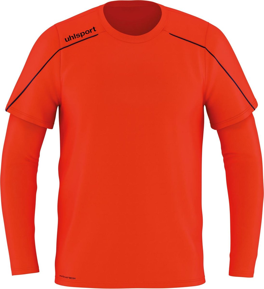 Uhlsport Stream 22 Keepershirt Kind Fluor Rood-Marine Maat 152