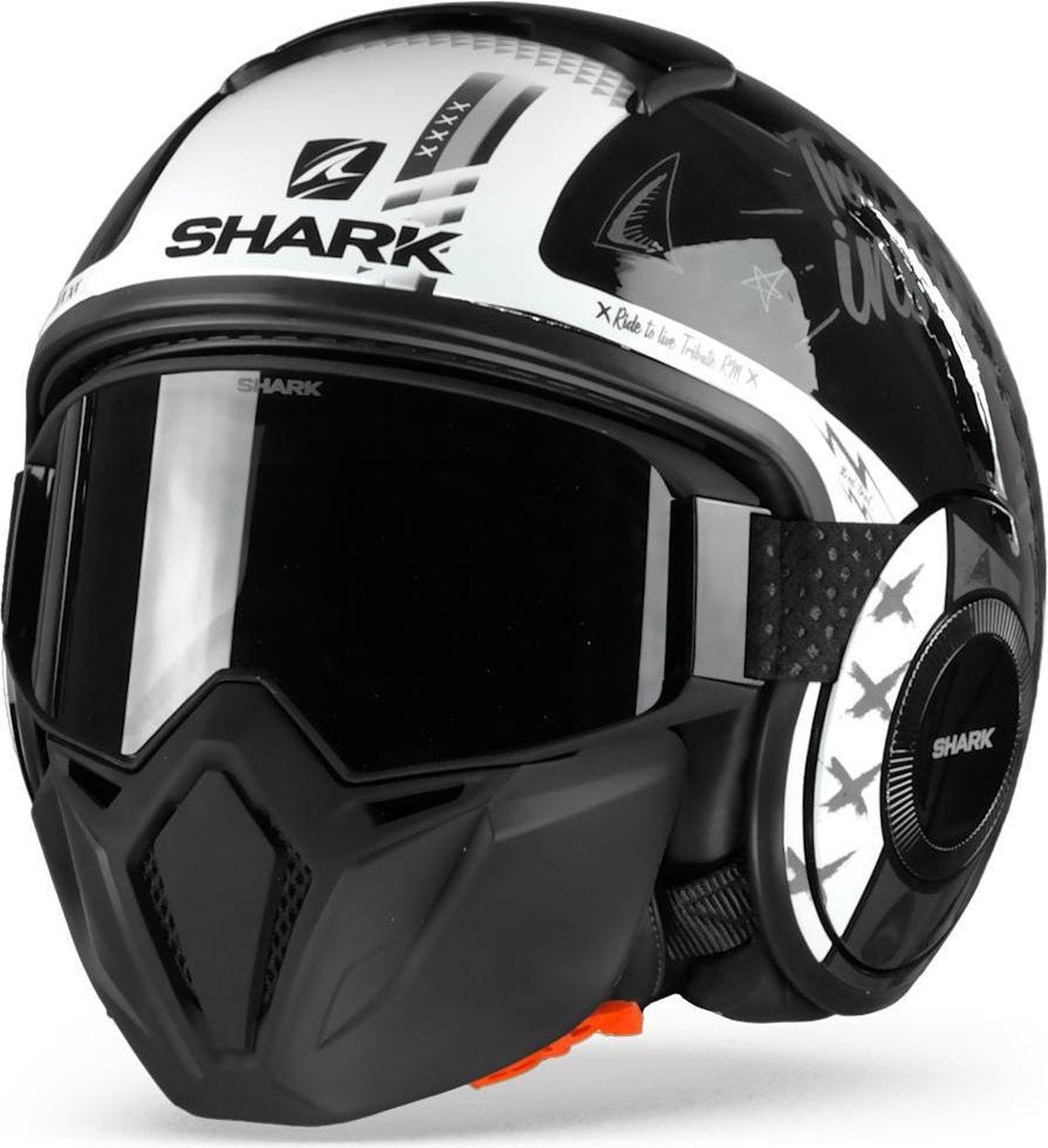 Shark Street Drak Tribute Rm Zwart Anthracite Wit Kaw Jethelm - Motorhelm - Maat XL