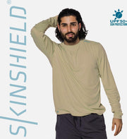 Skinshield - UPF 50+ UV-zonbeschermend heren performance T-shirt - lange mouwen - Tan - Bruin - S