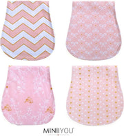 MINIIYOU Spuugdoeken - Met Laagje Badstof Waterproof - 48 x 23 cm - Roze/Wit - 4 stuks