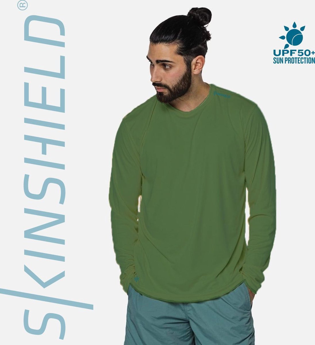 Skinshield - UPF 50+ UV-zonbeschermend heren performance T-shirt - lange mouwen - Green - groen - XL