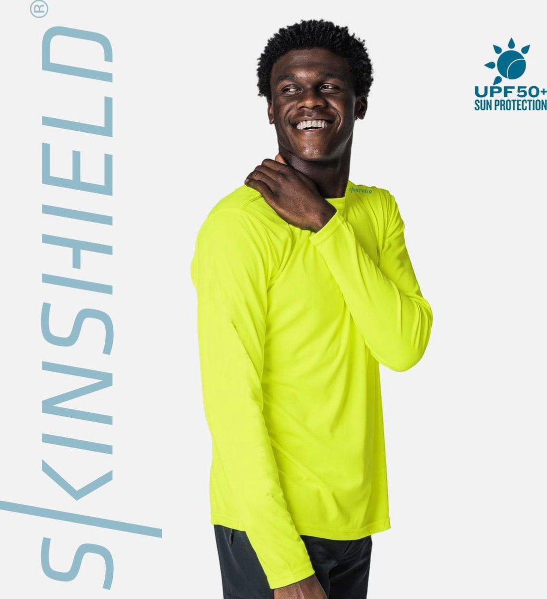 Skinshield - UPF 50+ UV-zonbeschermend heren performance T-shirt - lange mouwen - Safety Yellow - Geel - M
