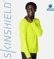 Skinshield - UPF 50+ UV-zonbeschermend heren performance T-shirt - lange mouwen - Safety Yellow - Geel - M