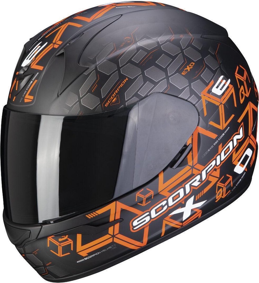 Scorpion EXO-390 Cube Matt Black Orange Full Face Helmet L