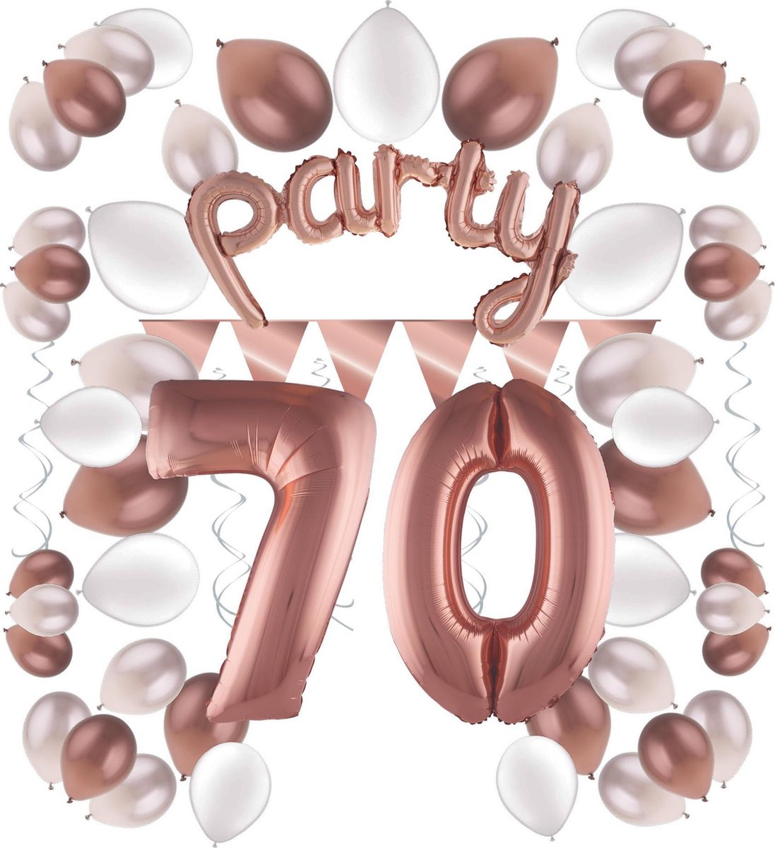 e-Carnavalskleding.nl Feestversiering pakket rosé 70 jaar | Versiering 70e verjaardag | 70 jaar feestversiering pakket rosé compleet | Leuk pakket rosé met feestartikelen voor de 70e verjaardag Large