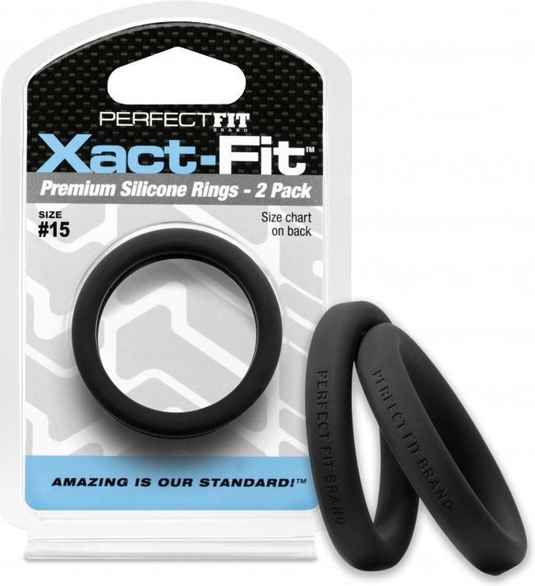 #15 Xact-Fit Cockring 2-Pack - Black - Cock Rings -