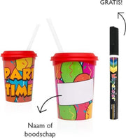 10 x Beschrijfbare party beker Party Time (350ml)