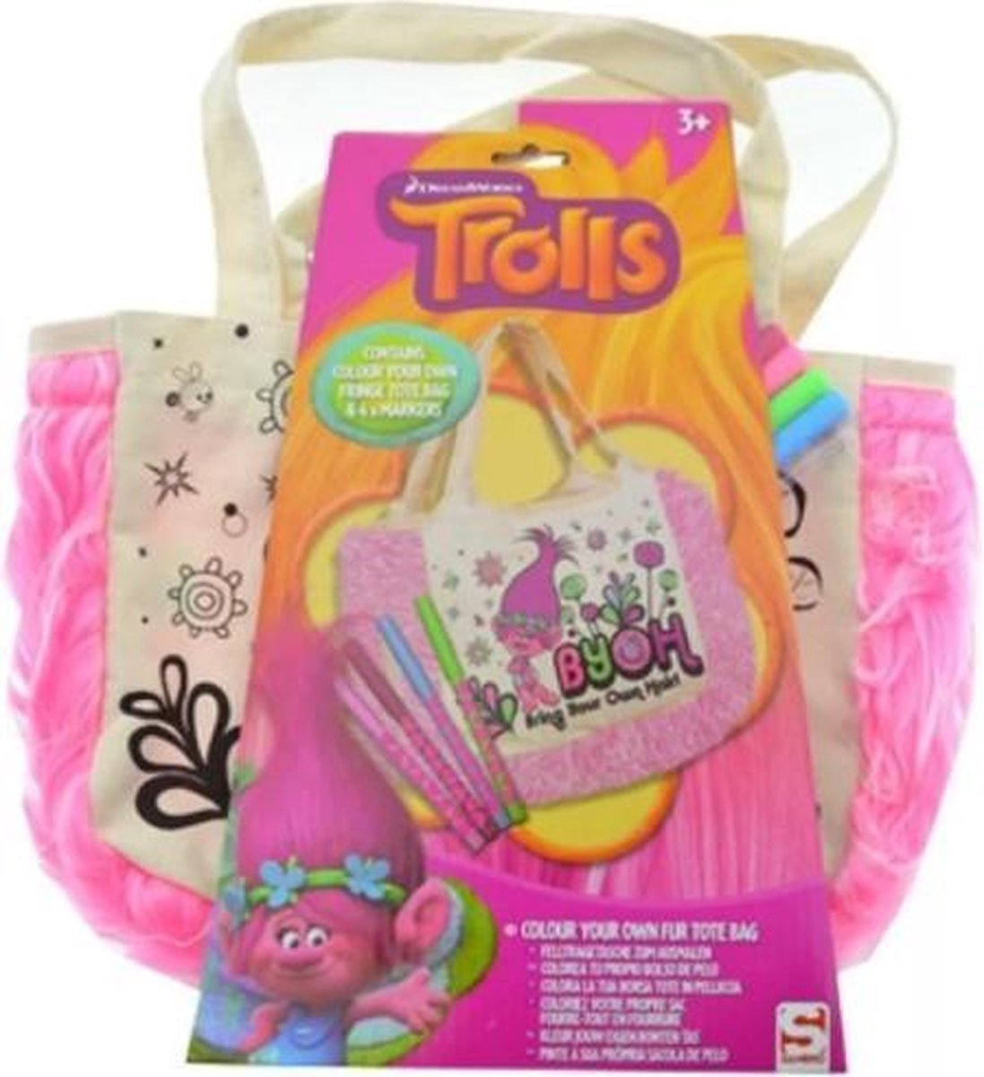 Trolls kleur jouw eigen tas + 4 stiften 30 cm - world tour - speelgoed - kleuren - 2 - wereldtour - Viros