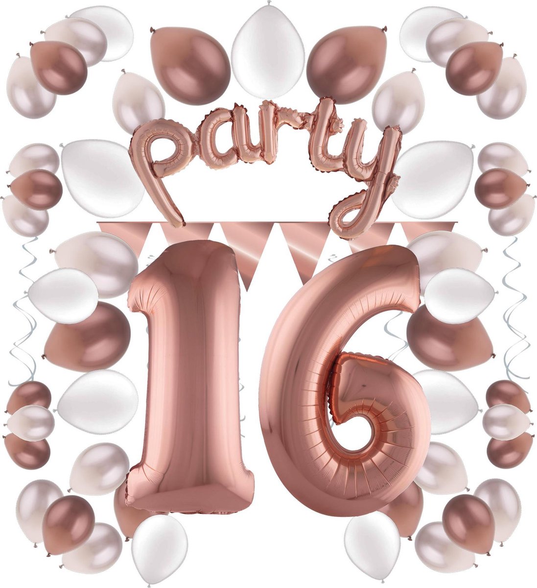 e-Carnavalskleding.nl Feestversiering pakket rosé 16 jaar | Versiering 16e verjaardag | 16 jaar feestversiering pakket rosé compleet | Leuk pakket rosé met feestartikelen voor de 16e verjaardag Large
