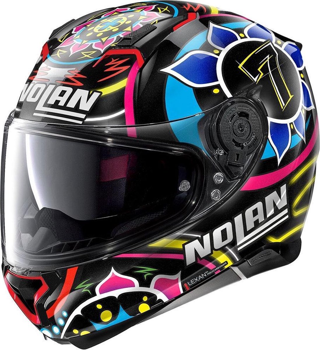 Nolan N87 Gemini 96 Davies Metal Black Blue Pink Red Integraalhelm - Motorhelm - Maat XXL
