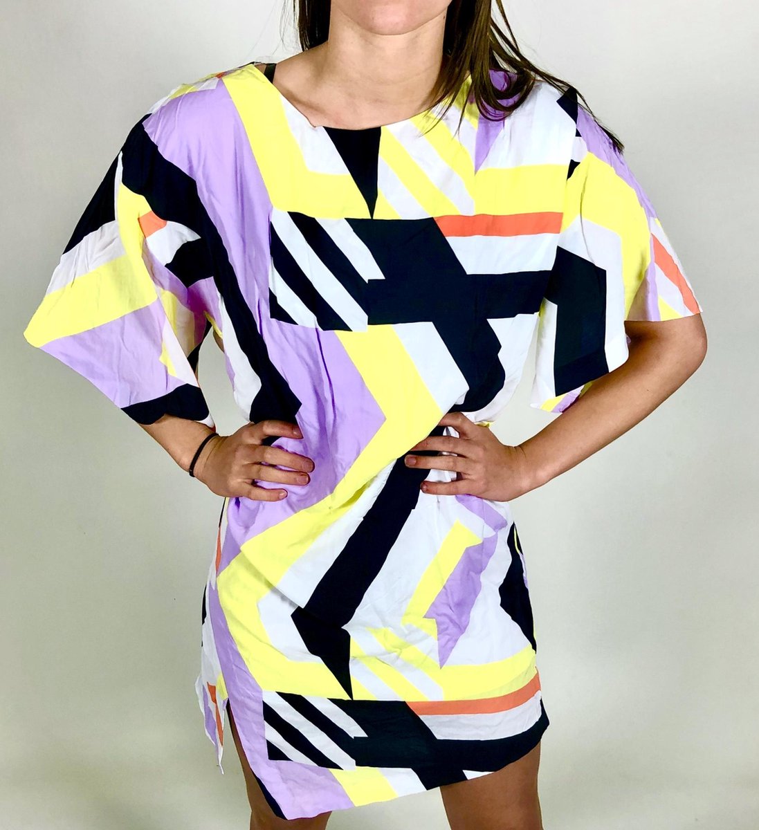 Seafolly Modern Geometry Shift Dress White - Gekleurde Strand Jurk Dames - Maat S