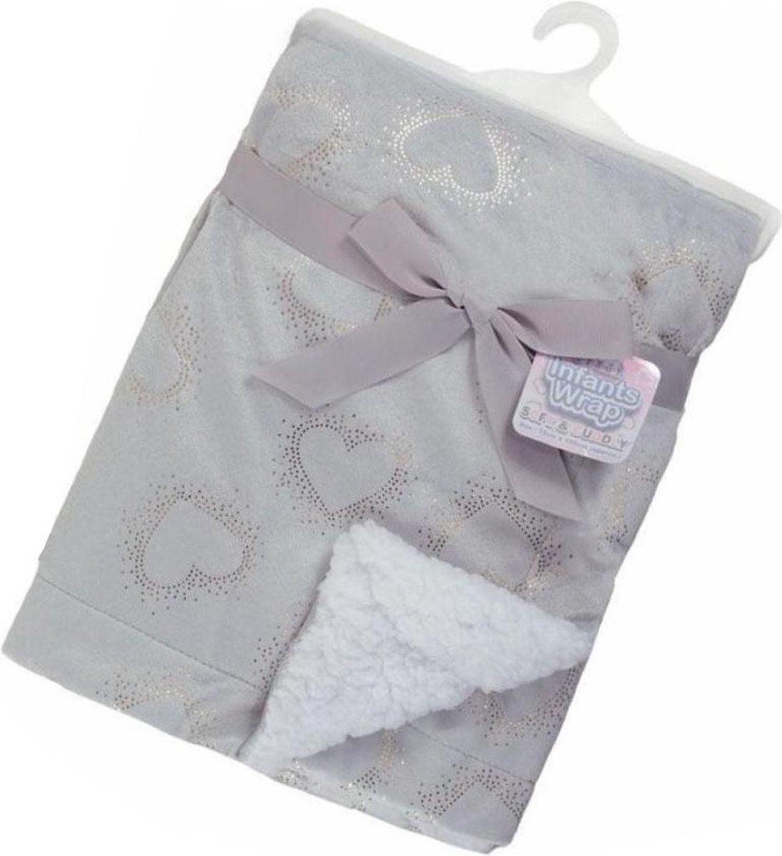 Soft Touch Dekentje Hartjes 75 X 100 Cm Polyester/ Sherpa Grijs