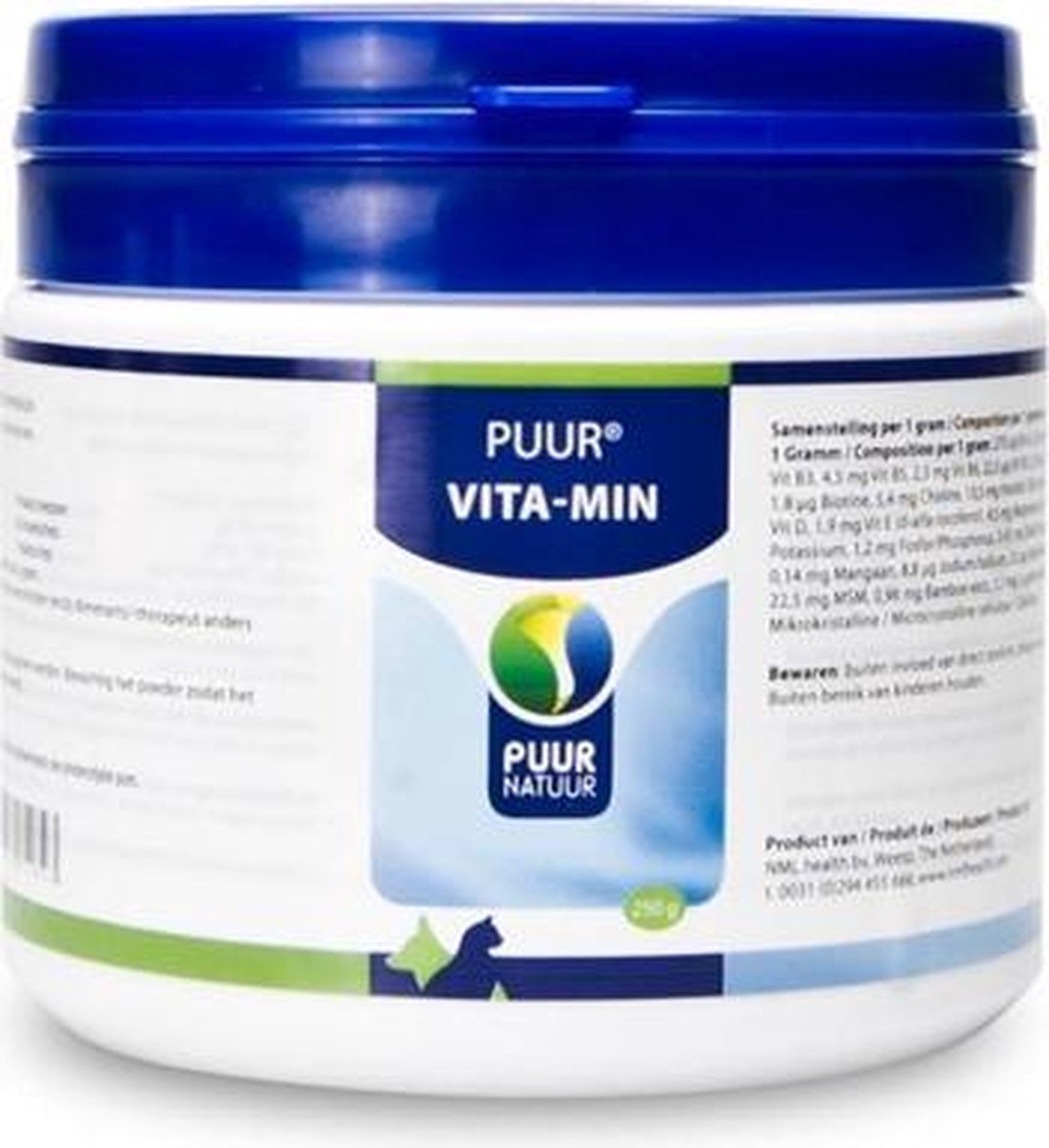 Puur natuur vita-min (vitaminen en mineralen) hond en kat - 250 gr - 1 stuks