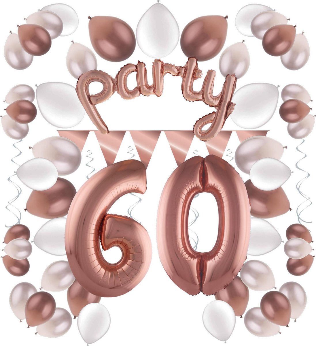 e-Carnavalskleding.nl Feestversiering pakket rosé 60 jaar | Versiering 60e verjaardag | 60 jaar feestversiering pakket rosé compleet | Leuk pakket rosé met feestartikelen voor de 60e verjaardag Large