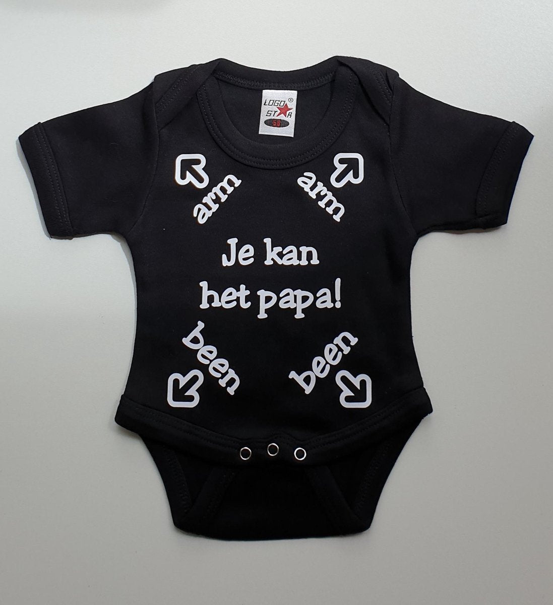 Romper met tekst | maat 56 | Je kan het papa | Zwart