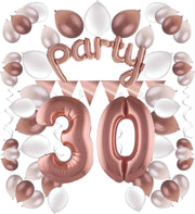 e-Carnavalskleding.nl Feestversiering pakket rosé 30 jaar | Versiering 30e verjaardag | 30 jaar feestversiering pakket rosé compleet | Leuk pakket rosé met feestartikelen voor de 30e verjaardag Large