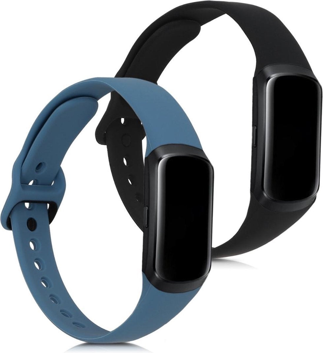 kwmobile 2x horlogeband voor Samsung Galaxy Fit (SM-R370) - siliconen band voor fitnesstracker - antraciet / zwart