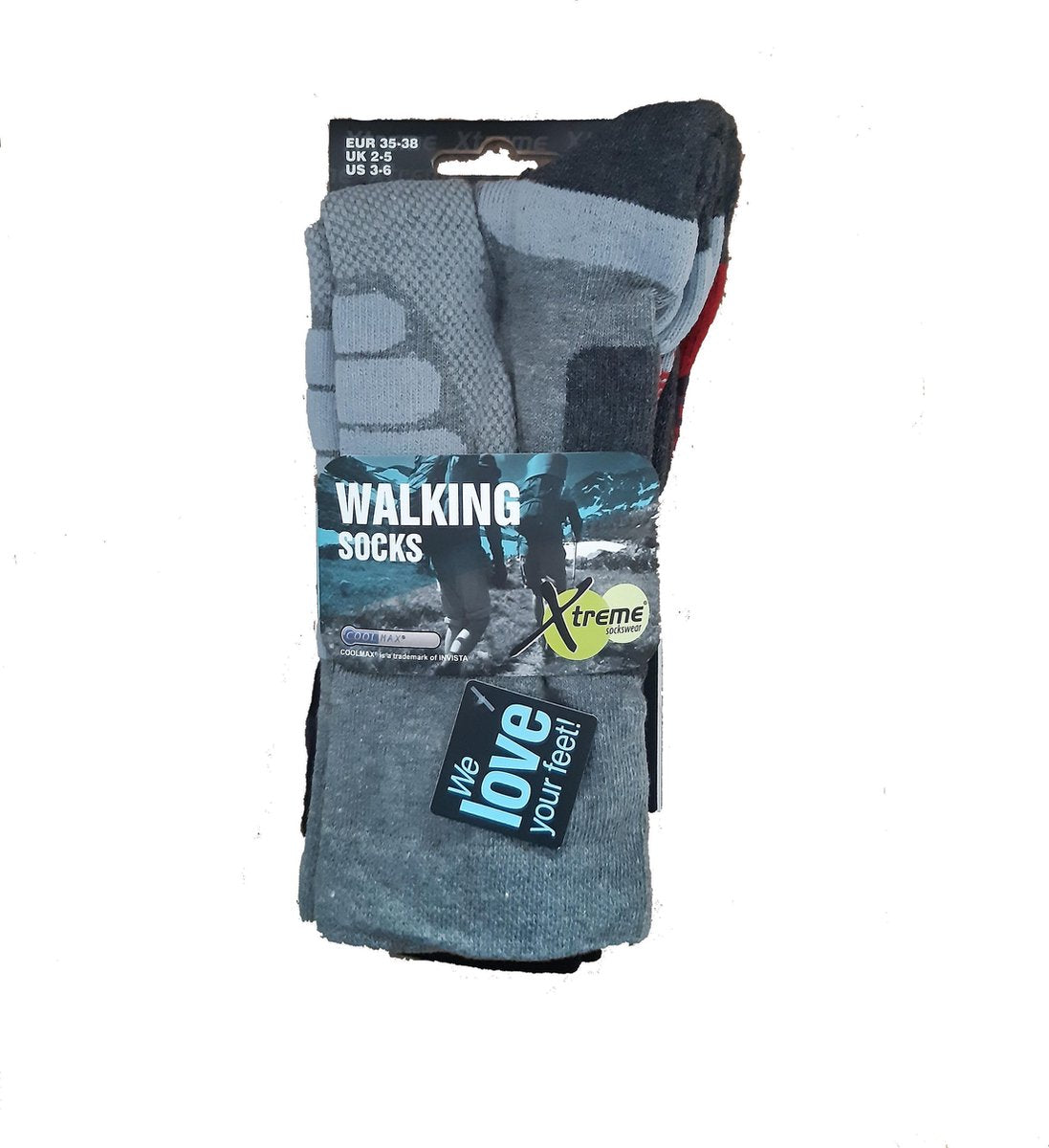 Wandelsokken - Xtreme sockswear - Coolmax - Maat 43-46 - 2 Paar - Ademend
