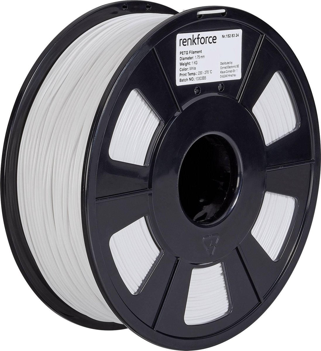 Filament Renkforce PETG 1.75 mm Wit 1 kg