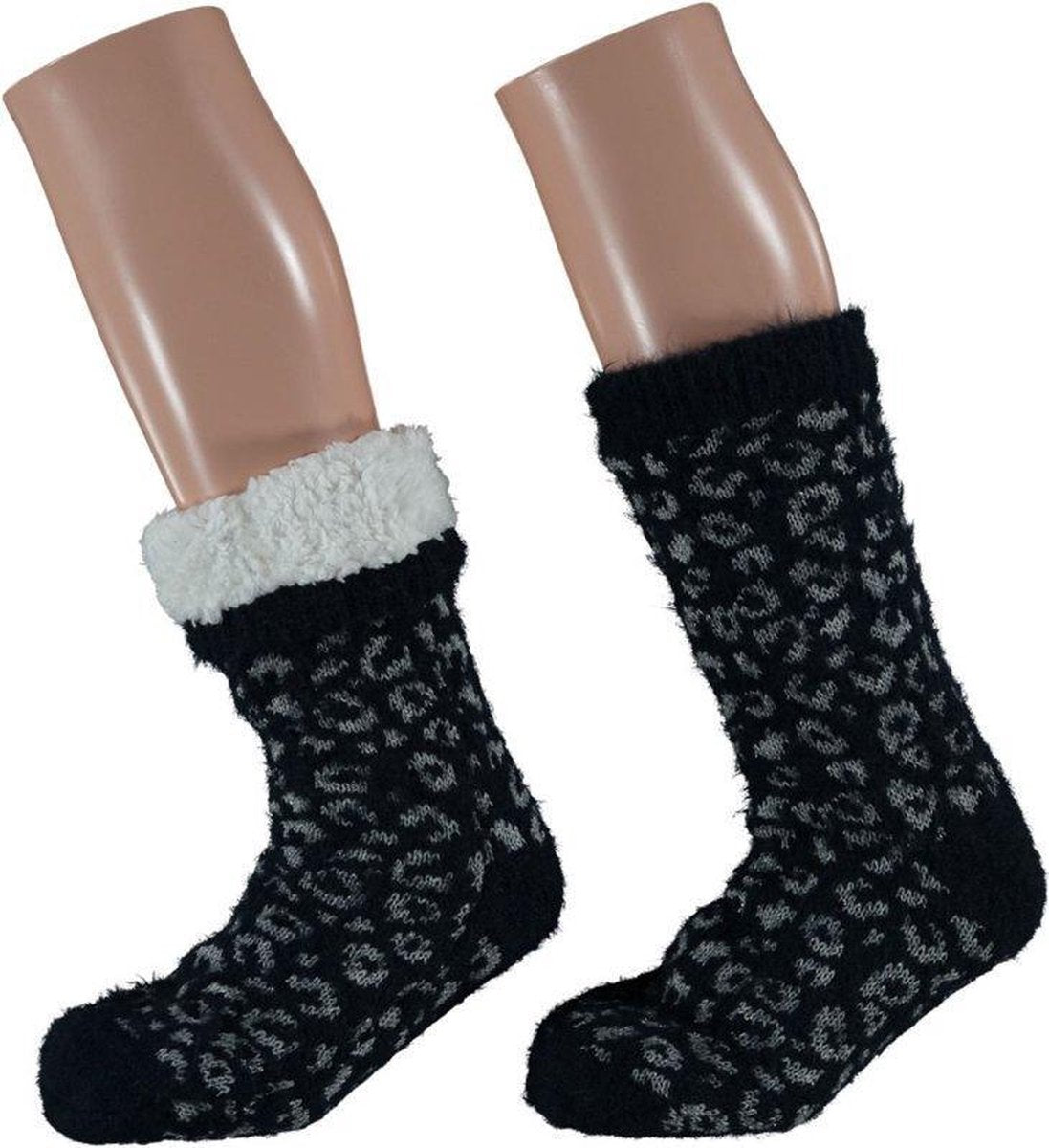 HomeSocks Antislip Leopard Marine Blauw