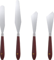 Paletmes Schilder - Zinaps 4 Stuks Schilderen Mes Set Rvs Palet Mes Olieverfschilderij Mixing Schraper Schilderen Kunst Spatel Palet Mes Gereedschap met houten handvat voor het schilderen van kunstkleurmengsel (WK 02128)