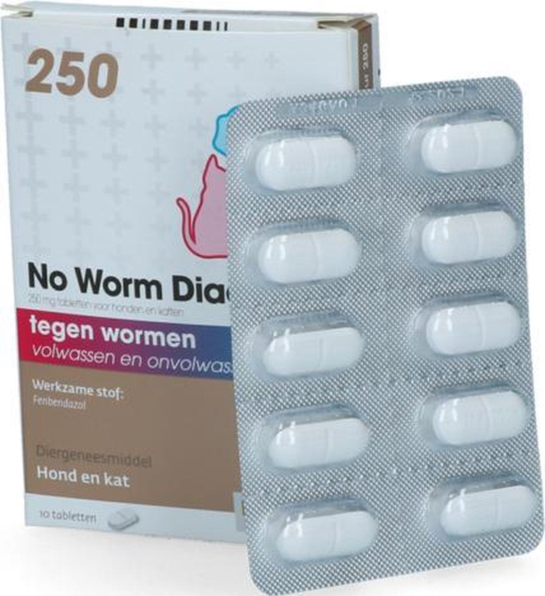 Ontwormings tabletten voor hond en kat - 10 Tabletten - 250MG/tablet - Ontworming hond kat