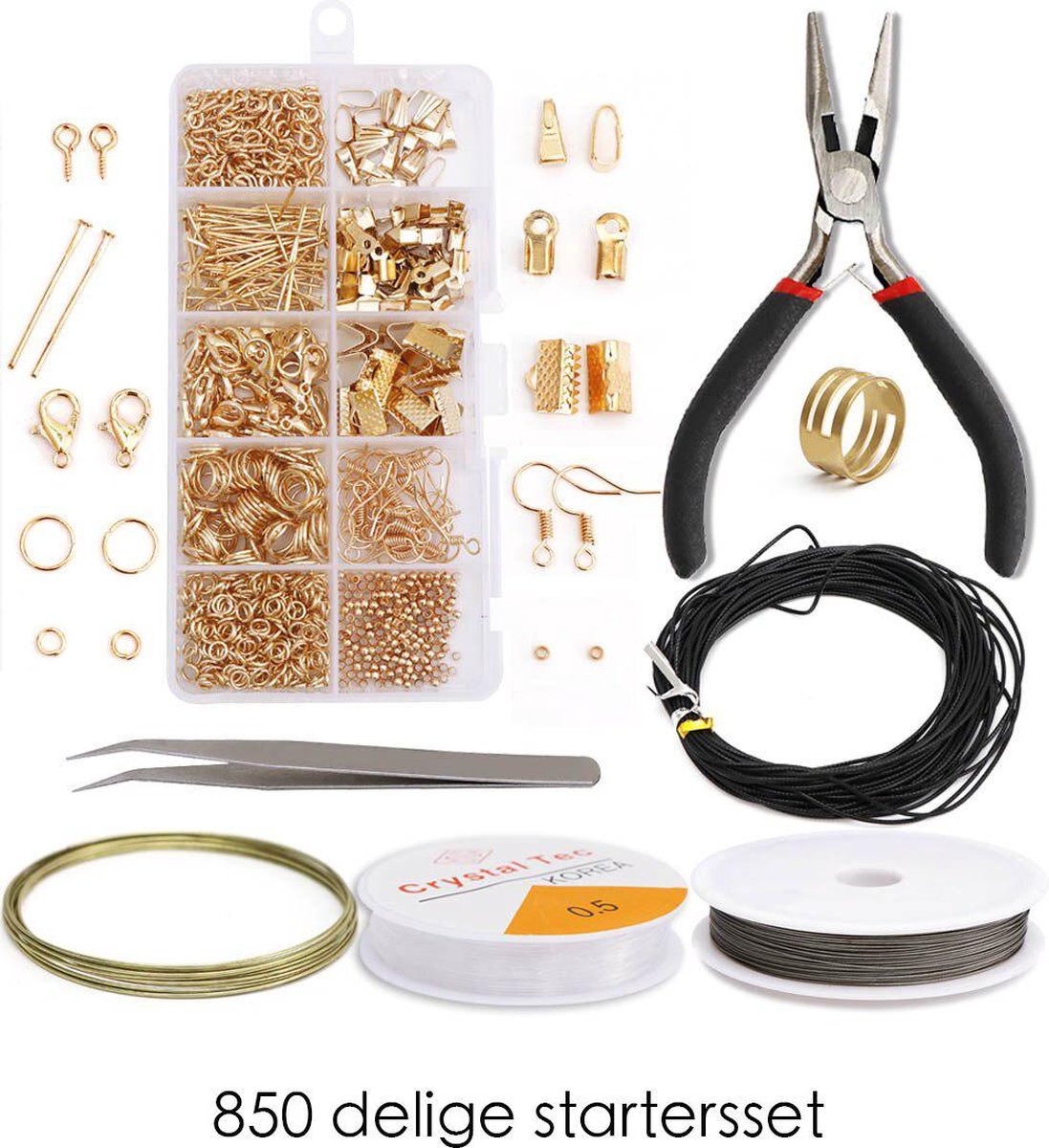 Sieraden Maken Starter Set - DIY Zelf Sieraden Maken Starter Set - Oorbellen - Ketting Hanger - Bedel Armbanden - Resin - Juwelen Start Pakket - Goud