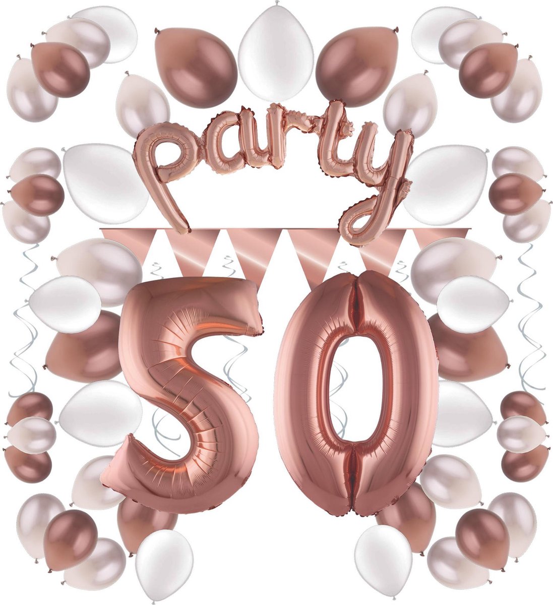 e-Carnavalskleding.nl Feestversiering pakket rosé 50 jaar | Versiering 50e verjaardag | 50 jaar feestversiering pakket rosé compleet | Leuk pakket rosé met feestartikelen voor de 50e verjaardag Large