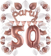e-Carnavalskleding.nl Feestversiering pakket rosé 50 jaar | Versiering 50e verjaardag | 50 jaar feestversiering pakket rosé compleet | Leuk pakket rosé met feestartikelen voor de 50e verjaardag Large