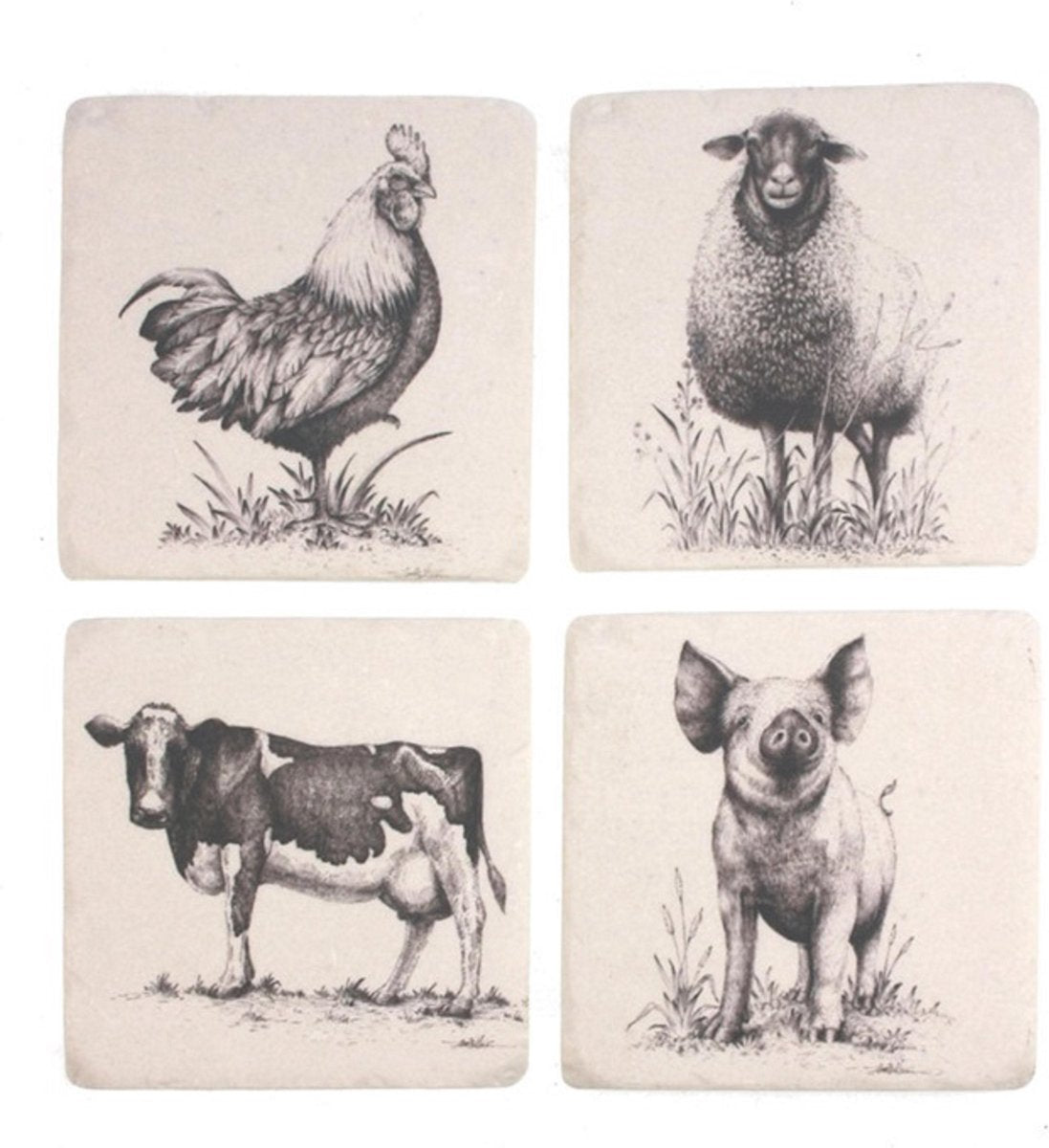 Onderzetters Schaap/Koe/Varken/Haan