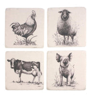 Onderzetters Schaap/Koe/Varken/Haan