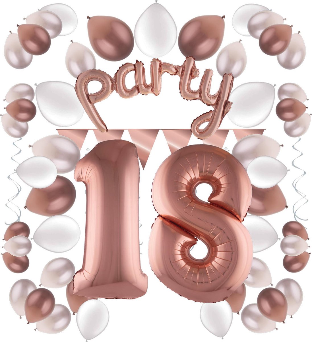 e-Carnavalskleding.nl Feestversiering pakket rosé 18 jaar | Versiering 18e verjaardag | 18 jaar feestversiering pakket rosé compleet | Leuk pakket rosé met feestartikelen voor de 18e verjaardag Large