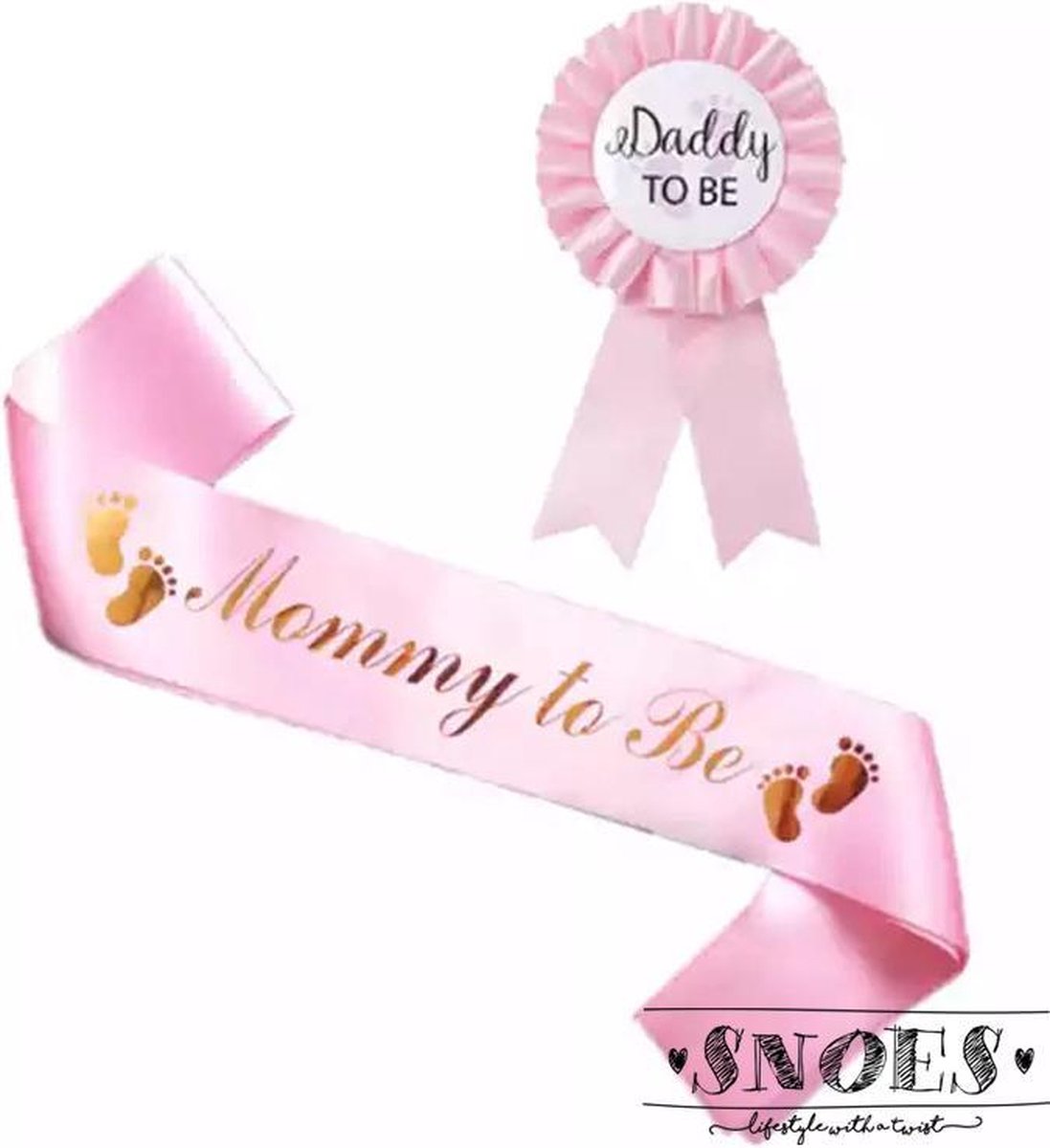 Snoes - Set van 2- Baby Roze Sjerp Mommy to Be - Broche Daddy to Be - Babyshower - geslachtsonthulling - gender reveal - jongen of meisje - boy or girl