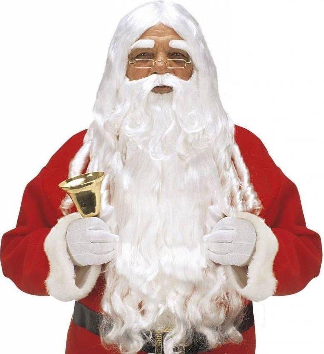 Luxe kerstman set Baard Pruik en wenkbrouwen