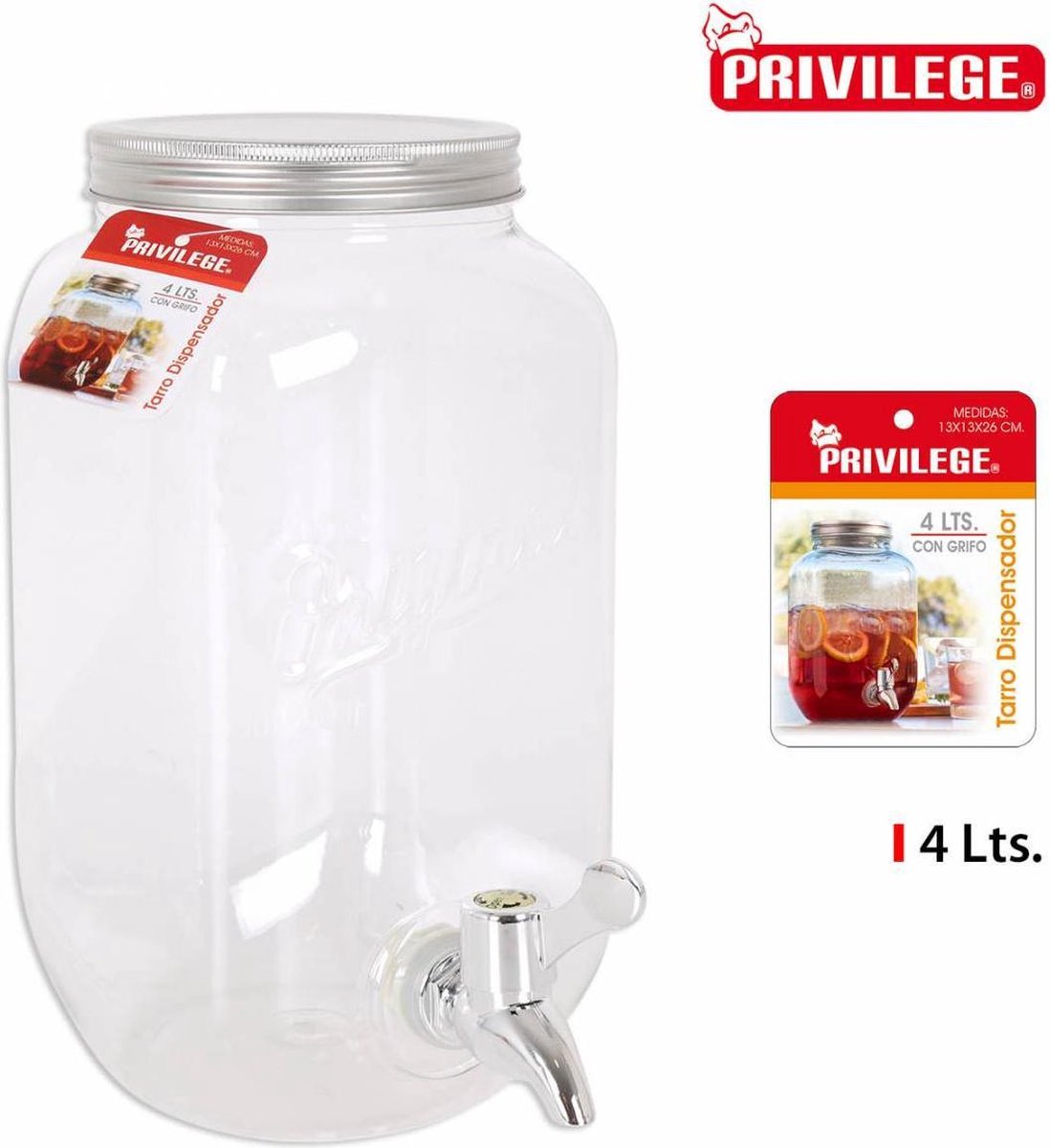 Privilege Drankdispenser - 4 liter - Kunststof
