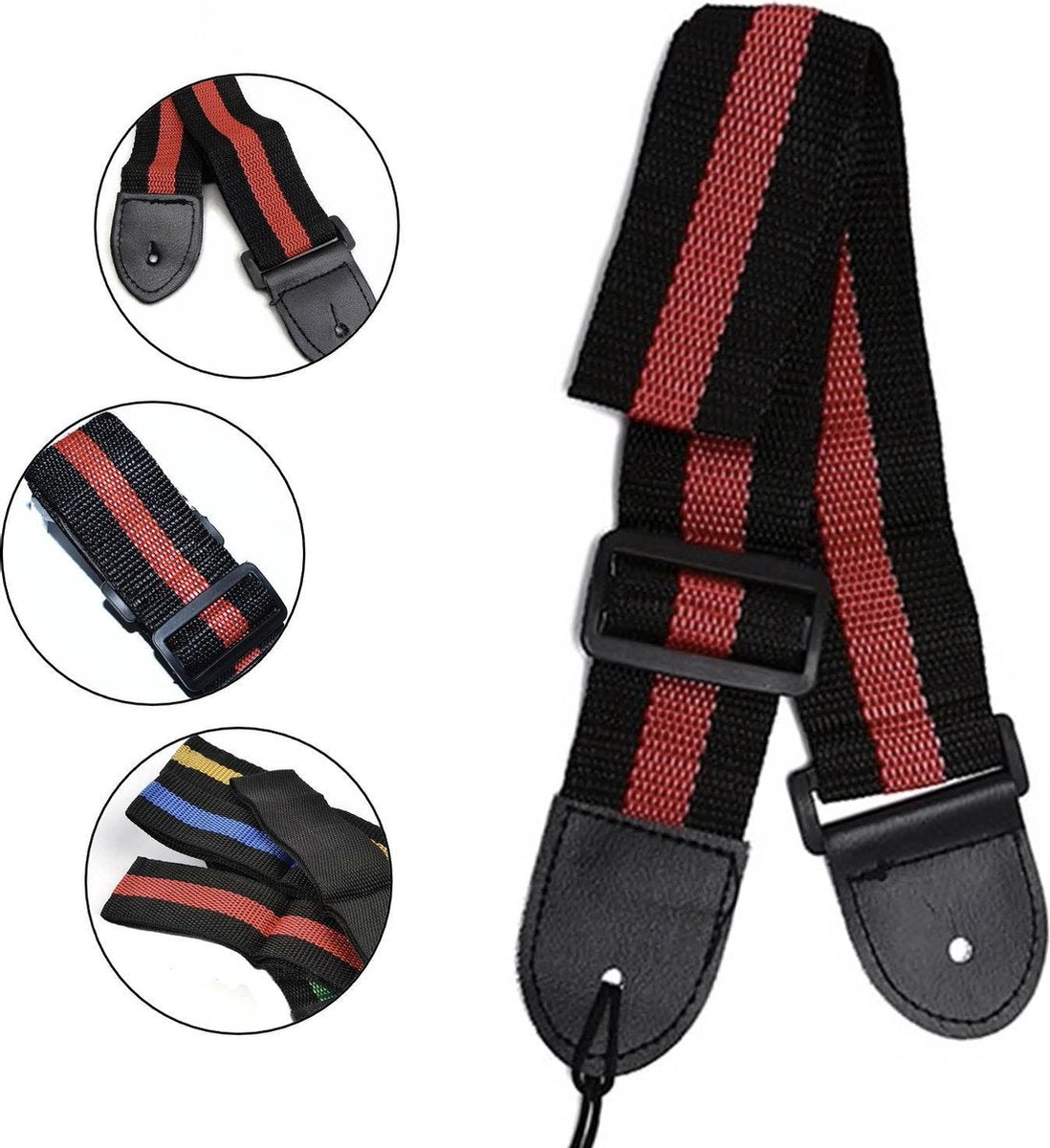 Professionele Verstelbare Stevige Gitaarband - Gitaarbanden - Guitar strap Band -  Gitaarriem - Gitaar Riem - Bas Elektrische Akoestische Klassieke Gitaar - Verstelbaar - Nylon - Rood