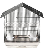Nancy's Deerfield Beach Vogelhuis - Vogelkooi - 2 Zitstokken - Metaal - Wit/Zwart - 54 x 35 x 56 cm