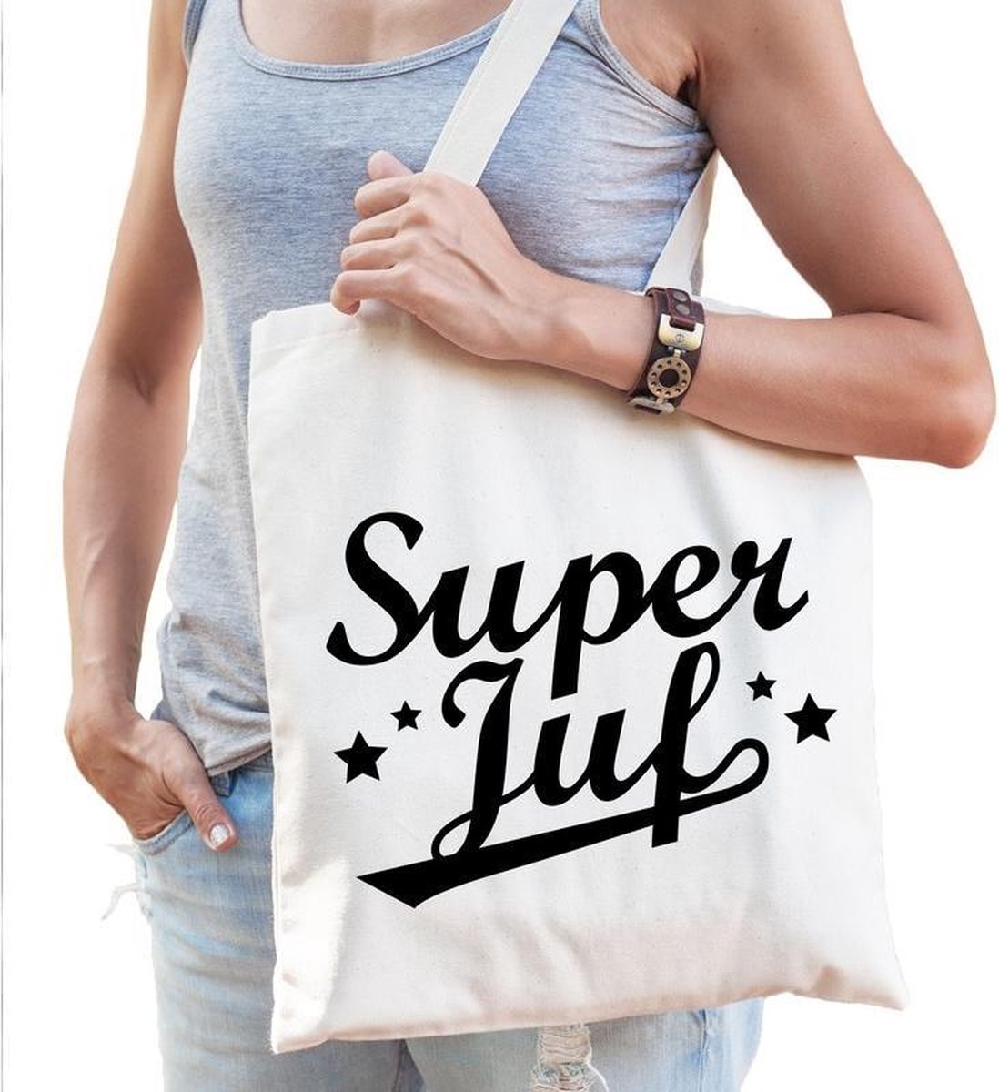 Super juf katoenen tas - Meester / juffendag einde schooljaar cadeau