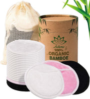 Premium Wasbare Wattenschijfjes (met extra pads: 18 stuks) incl. Wasmachinezakje en Wattenschijfjeshouder - Herbruikbare wattenschijfjes Watjes - Bamboe Make-Up Remover pads| Athena