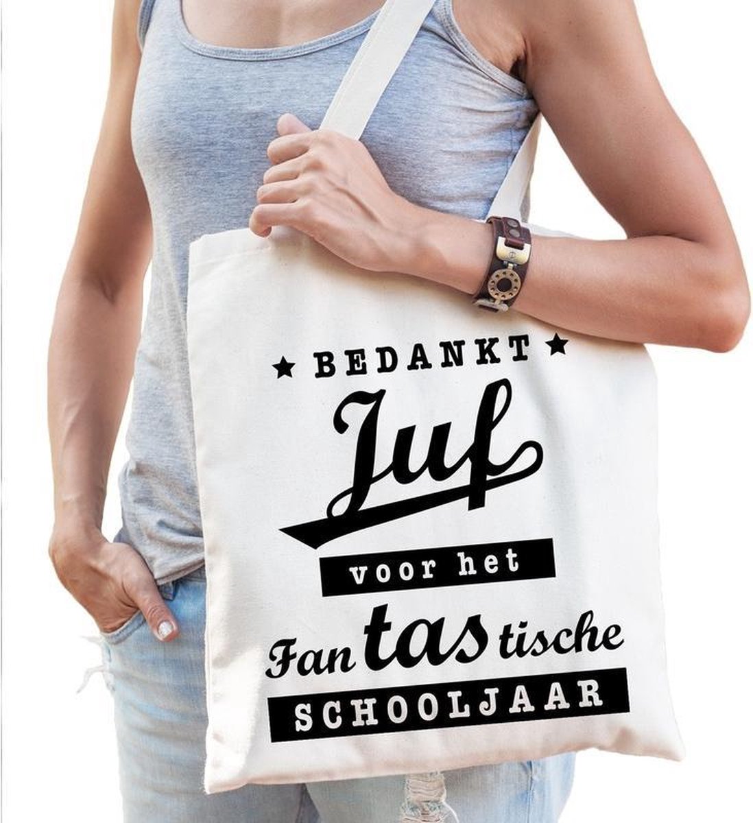 Bedankt juf katoenen tas - Juffendag/ einde schooljaar cadeau