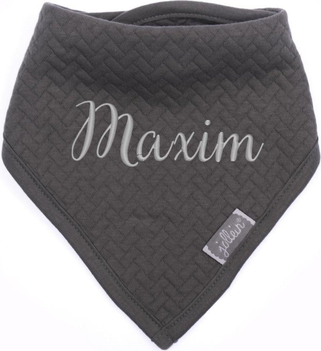 Bandana slabbetje brick grijs met naam | geborduurd | gepersonaliseerd