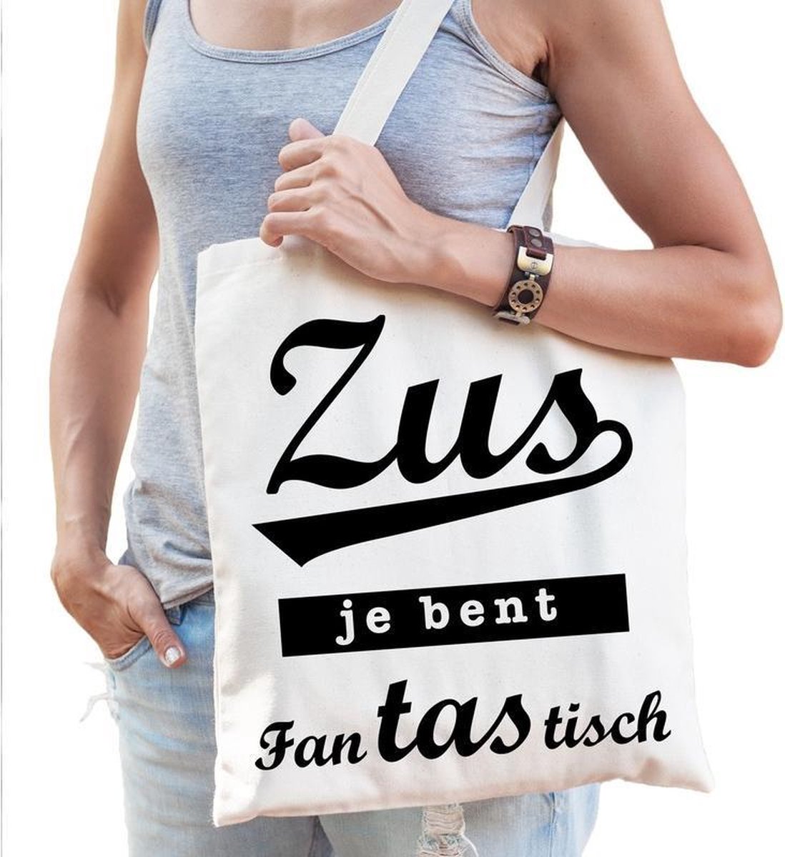 Zus je bent fantastisch katoenen cadeau tas -  kadotas voor een zus of schoonzus